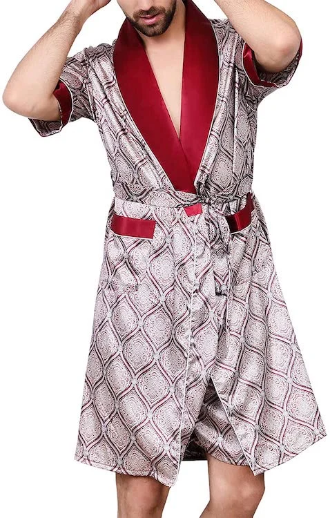 Lu's Chic Men's Satin Kimono Robe