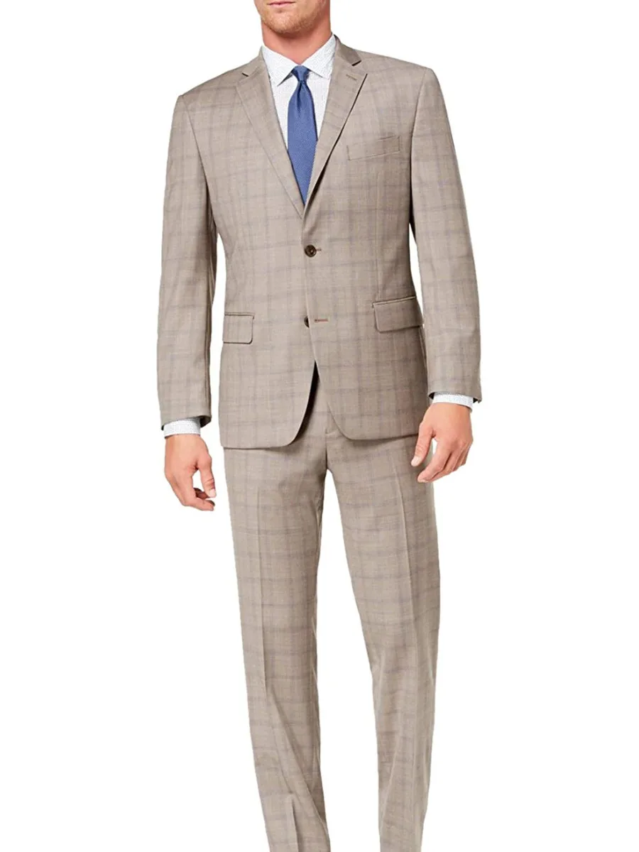 Michael Kors Mens Plaid Two Button Formal Suit