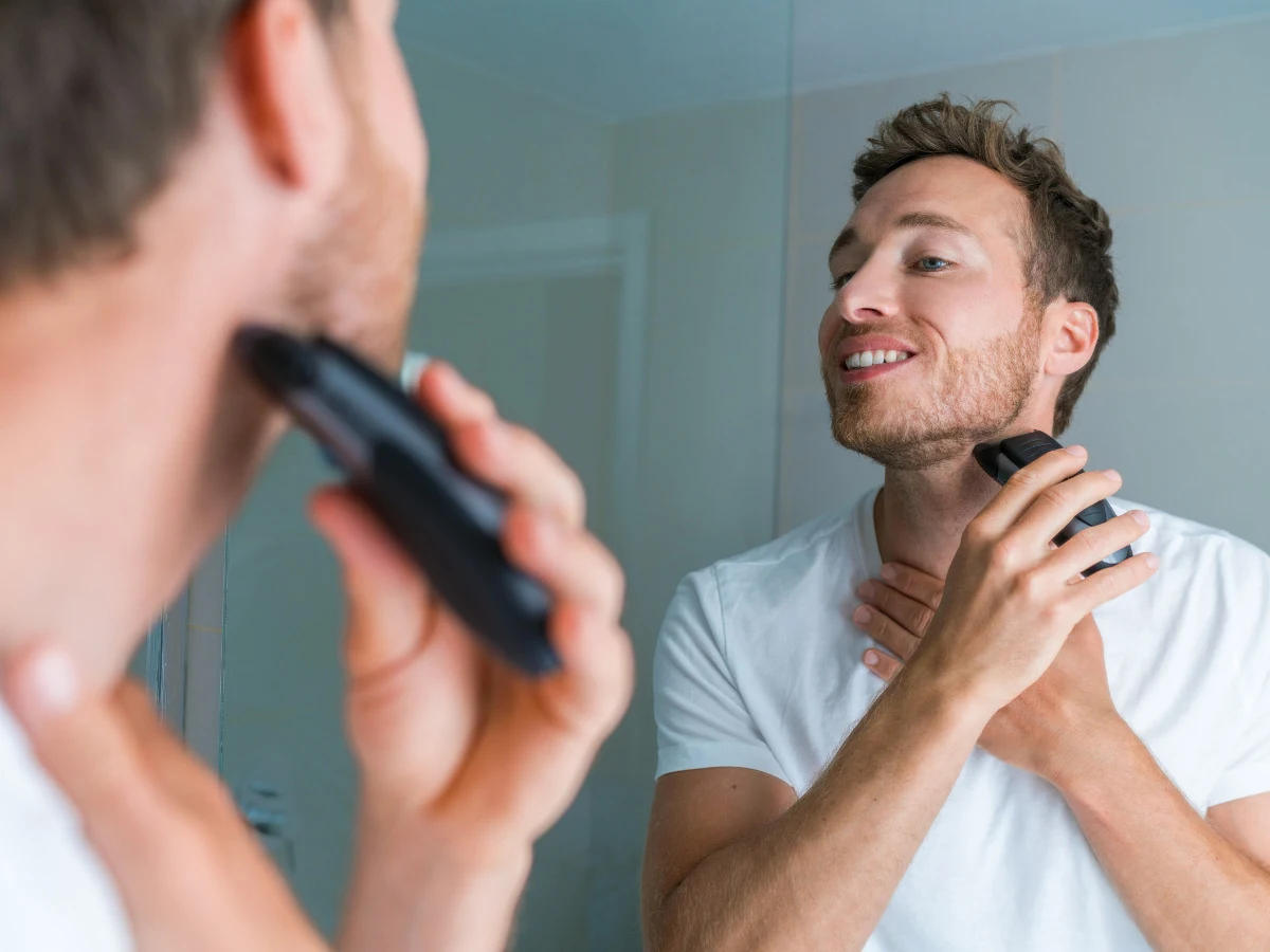 man setting his beard